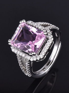 新款高端奢华气质粉色长方形锆石