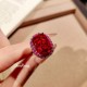 Young light luxury full diamond pigeon blood red pendant necklace simple temperament red corundum ring colorful treasure jewelry set for women