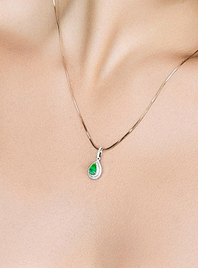 新款水滴梨形镀18k订婚彩宝吊坠