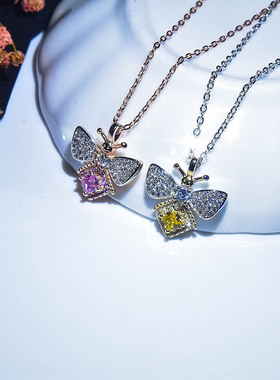 欧美ins复古吊坠学生黄钻项链