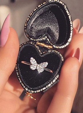 youngwish热卖简约女ins蝴蝶戒指