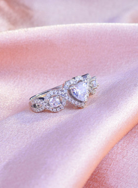 young网红直播小众女心形戒指