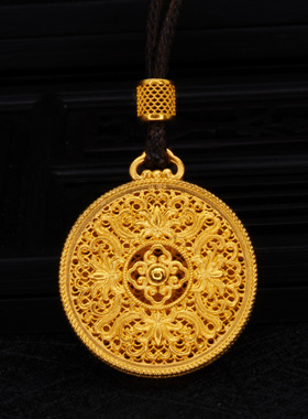 平安扣富贵如意老挝黄金色吊坠