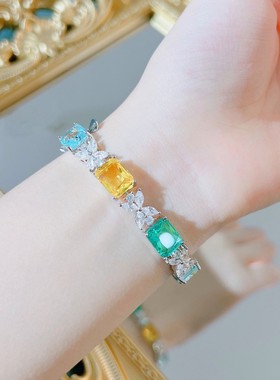 彩虹糖果色碧玺手链女