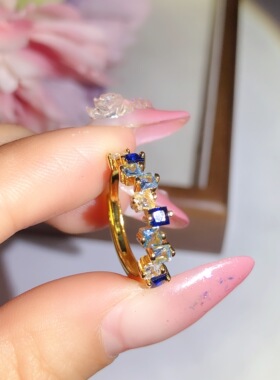 糖果系蓝宝石柔蓝戒指彩女