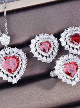 抖音爆款项链戴妃爱心形微镶吊坠