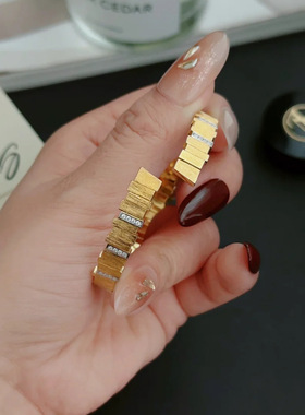 镶钻丝缎手镯气质拉丝戒指