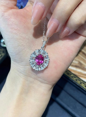 轻奢小清新鸽血红宝石吊坠女