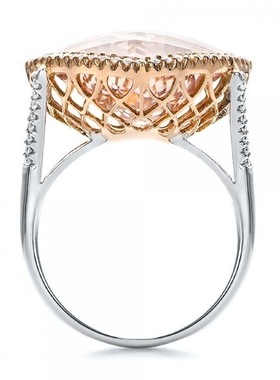 镶嵌香槟色戒指欧美玫瑰金