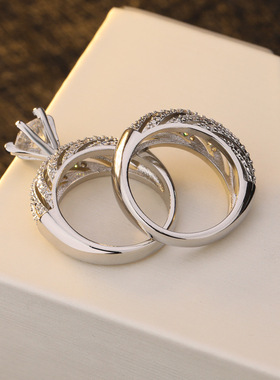 双层仿真钻石订婚戒指