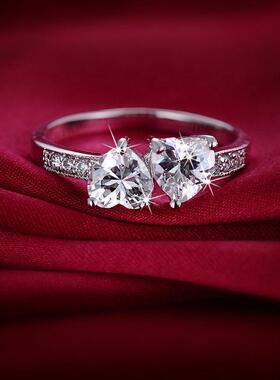 速卖通热卖时尚心形戒指欧美锆石