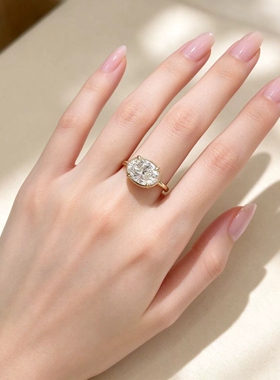 Young海莉同款老钱风大克拉鸽子蛋戒指叠戴中古蛋形婚戒轻奢叠戴
