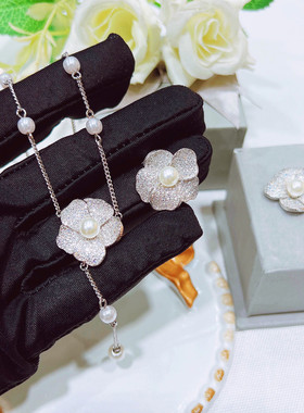 香风珍珠套装法式高级感轻奢花朵