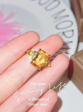 跨境直播新款名媛戒指粉钻女