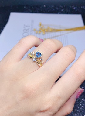 心形伦敦蓝托帕石天使之翼项链