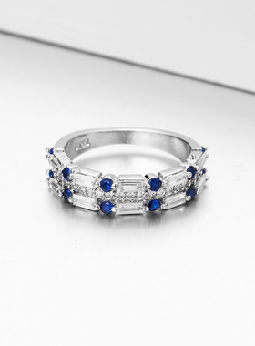 热卖长方形白色欧美风三层锆石