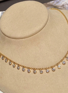 复古泡泡钻流苏圆珠项链