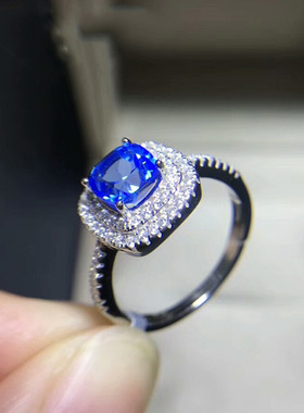 瑞士蓝色托帕石宝石戒指镀s925