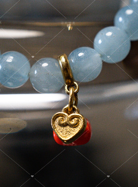 【壮的响亮】蓝沁福愿海蓝宝白玛瑙方糖柿柿顺心水晶手链