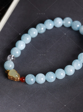 【壮的响亮】碧海星辰海蓝宝小葫芦手链手串
