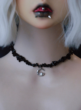 怪糖饰物集原创月亮吊坠锁骨链