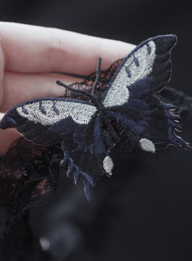 怪糖饰物集原创蝴蝶颈链choker暗黑蝴蝶蕾丝