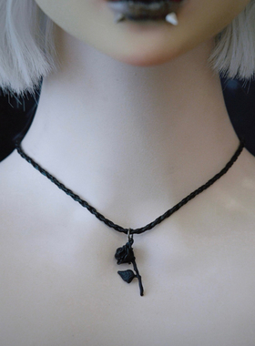 怪糖饰物集原创玫瑰吊坠编织项链