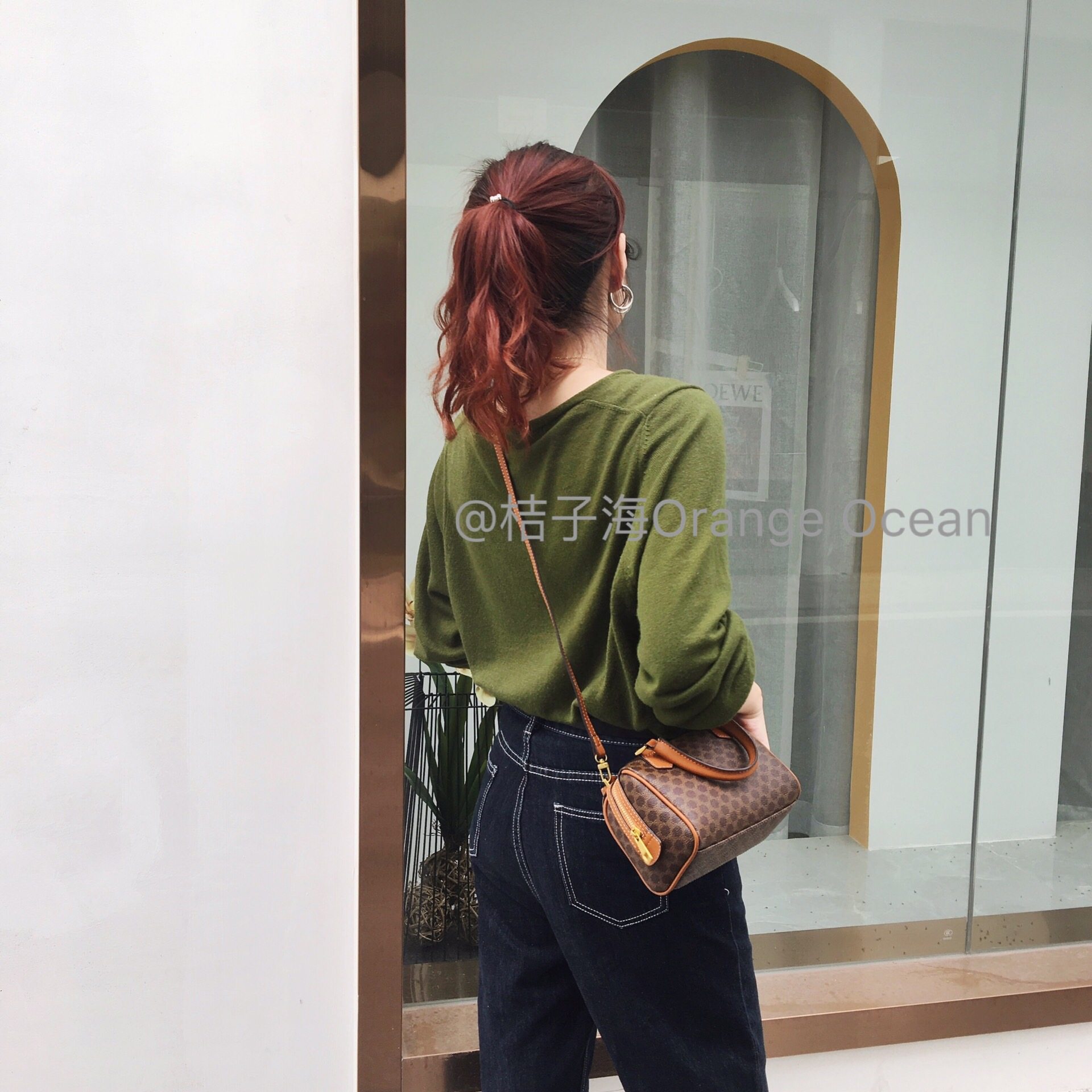 桔子海vintage中古老花波士顿包 桔子海Orange Ocean女士包袋