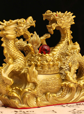 双龙聚宝黄铜摆件工厂直发