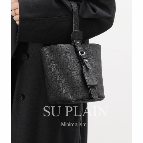 SUPLAIN/SUPLAIN头层TC牛皮百变水桶包单肩斜挎手提简约小众女包 - 图1