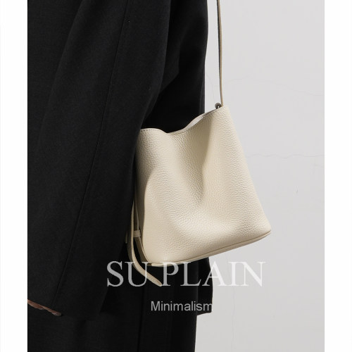 SUPLAIN/SUPLAIN头层TC牛皮百变水桶包单肩斜挎手提简约小众女包 - 图3