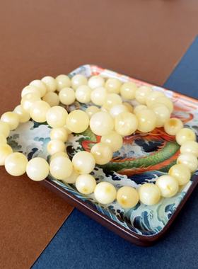 白蜜蜡手链琥珀蜜蜡纯天然俄料白花蜜蜡手串百花骨瓷白 一物一图