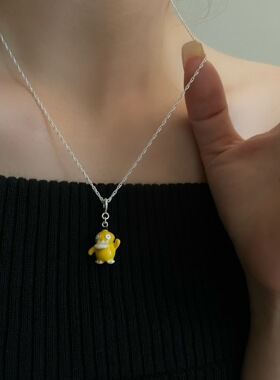 云尚服饰S925纯银可达鸭吊坠项链萌趣百搭ins可爱时尚百搭