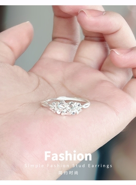 云尚服饰s999纯银花朵戒指复古新中式气质指环开口可调节手饰