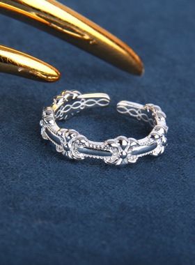 云尚服饰s925纯银繁花似锦鸢尾花浮雕戒指特别甜美时尚冷淡指环