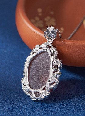 云尚服饰尼泊尔s925银树叶包边红刚玉吊坠巴厘岛椭圆形宝石项链