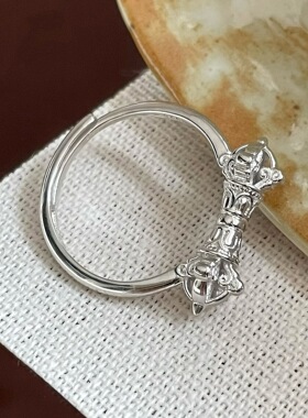 云尚服饰S925纯银金刚杵可调节戒指小众设计高级感轻奢时尚百搭