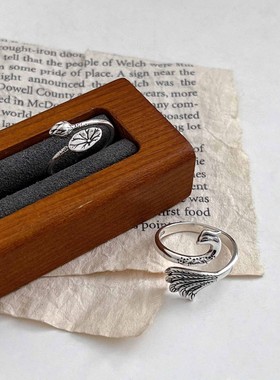 云尚服饰s925纯银孔雀钩针带线开口戒指 莲花戒指