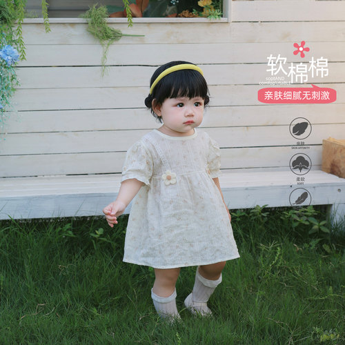 婴儿连衣裙夏季薄款纯棉连体裙可爱超萌6一12月宝宝公主裙子女孩 - 图2