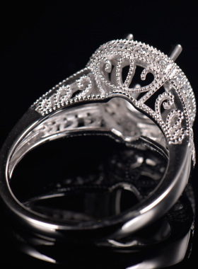 Fay Jewelry 定制椭圆形钻石戒指空托 925银/10K/14K/18K/铂金