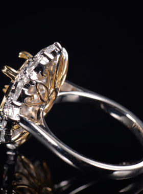 Fay Jewelry 定制椭圆形钻石戒指空托 925银/10K/14K/18K/铂金