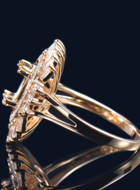 于凡珠宝 10K金椭圆形婚戒指托女奢华个性定制刻字女士指环