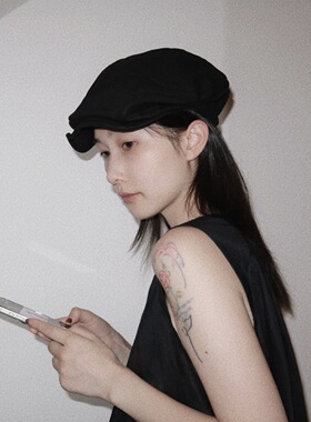 「一朵不规则的云」日系褶皱秋冬显脸小贝雷帽