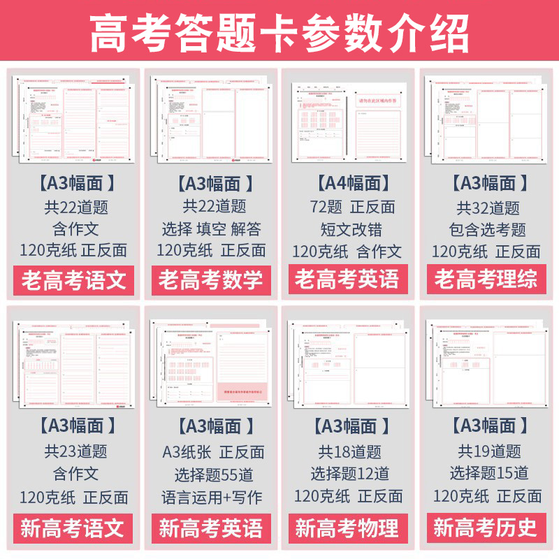 新版高考答题卡纸卷1卷2卷3通用模拟高考语文数学英语文综理综理科综合文科综合答题卡模拟答题纸 - 图3