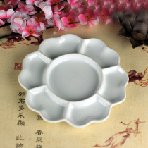 Ceramic color palette Painting Ceramic Ink Dish Toning Dish Plum Blossom Color Pan Watercolor China Painting Palette porcelain Porcelain Paint Dish