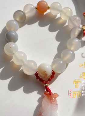 玺爱【鸿运当头】天然玛瑙金鱼手串国风气质南红冰飘玛瑙手饰孤品