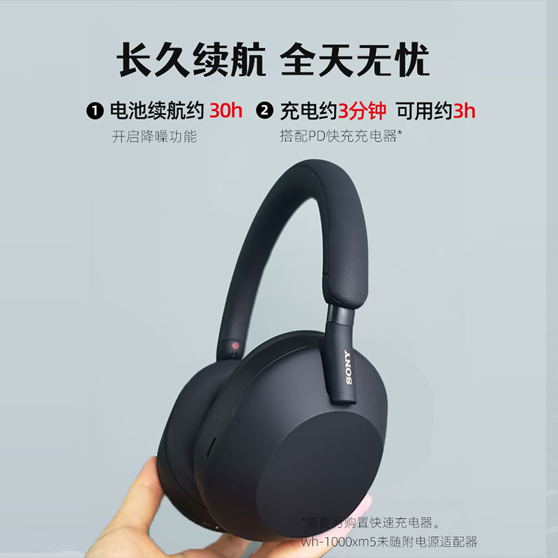 Sony/索尼 WH-1000XM5头戴式无线蓝牙主动降噪耳机大法耳麦WH XM4-图1