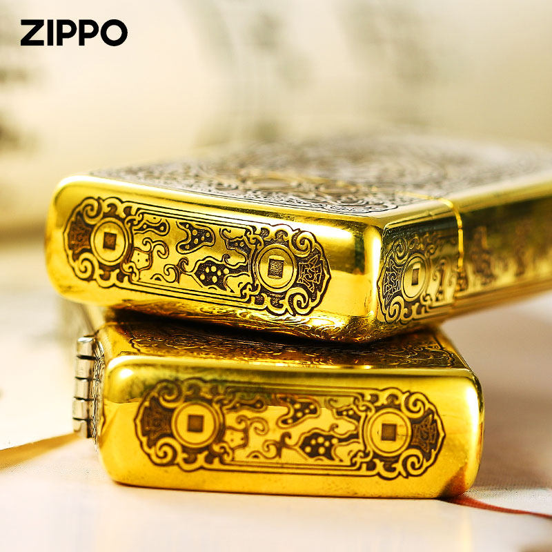 zippo打火机黄铜纤巧窄机招财貔貅专柜官方正品芝宝防风煤油送礼,淘宝优惠券,粉丝福利购,淘宝优惠卷