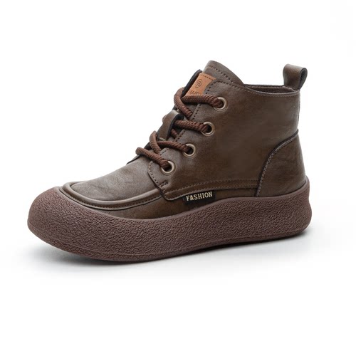 复古马丁靴女2025新款秋冬大码女靴41到43加绒妈妈真皮软底短靴42 - 图3