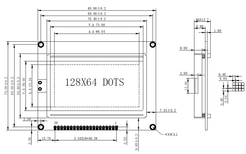 金鹏液晶O屏CMJ4X8C ST7920 串并可选 标准12864液晶带字库 黄兰 - 图1